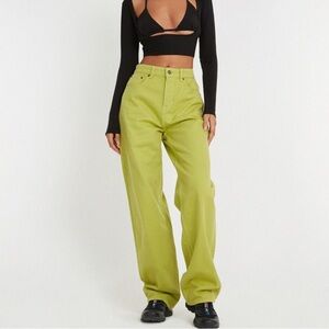 NWT Motel Rocks 90’s Wide Leg Parallel Jeans in Green Oasis XS
